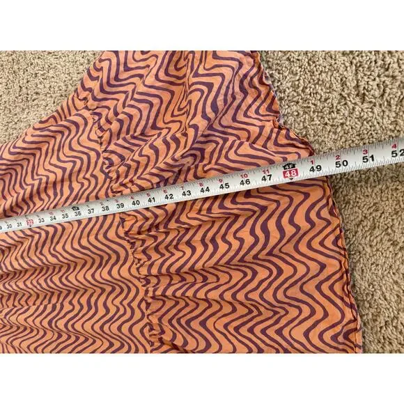 Zara Printed Midi Dress with Ruffled Hem Salmon US L - Picture 4 of 8